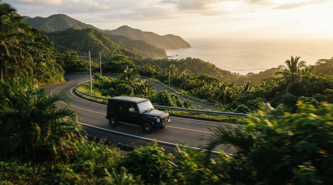 Private transfer route through the Costa Rican landscape