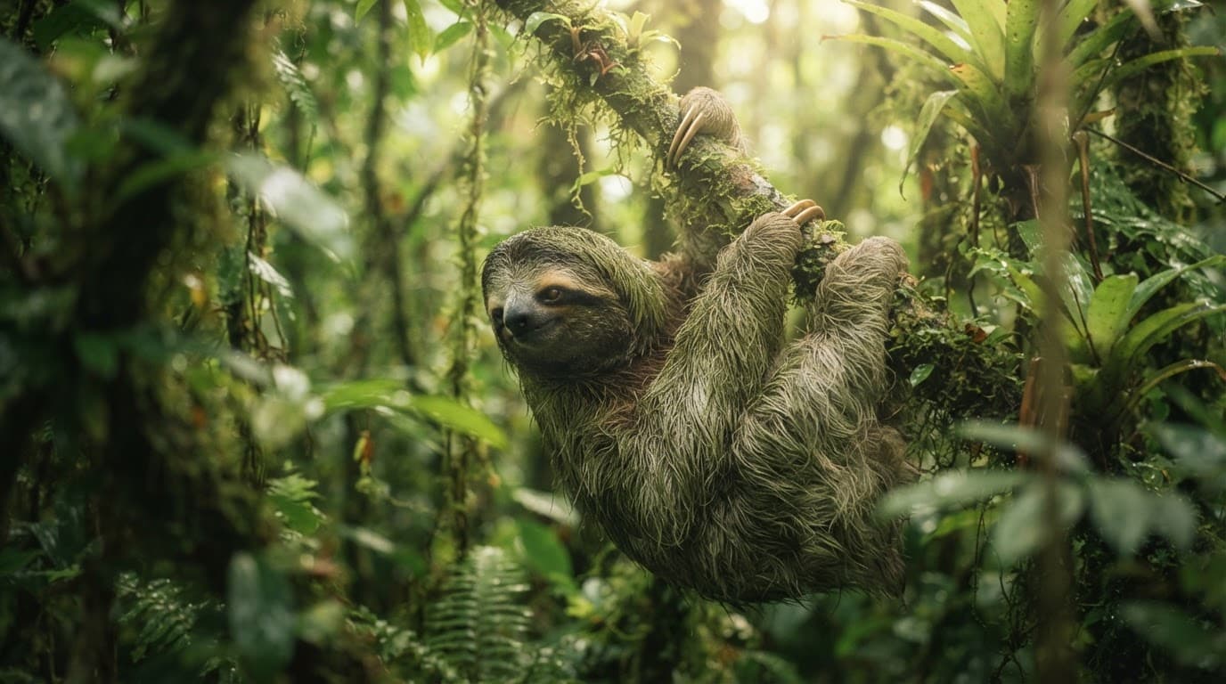 Sloth observed in its natural environment at Sloth's Territory